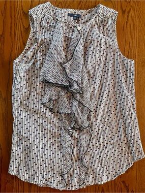 GAP White Tank Top with Purple Grid Print